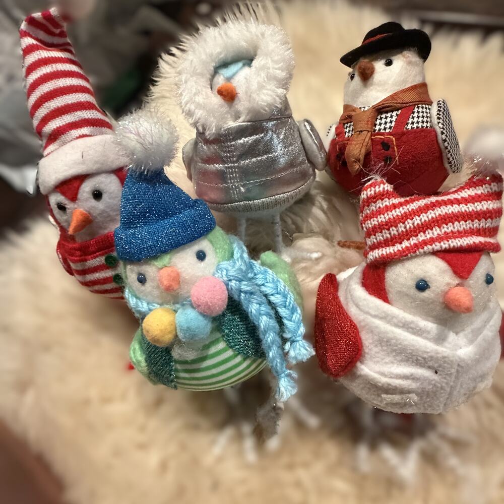 Target Wondershop Vintage Lot of 5 Christmas Fabric Birds 2017 2018 Rare Retired
